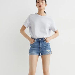 H&M Distressed Denim Medium Blue Jean Shorts Sizes 6, 10 & 20 Cut-Off Hem
